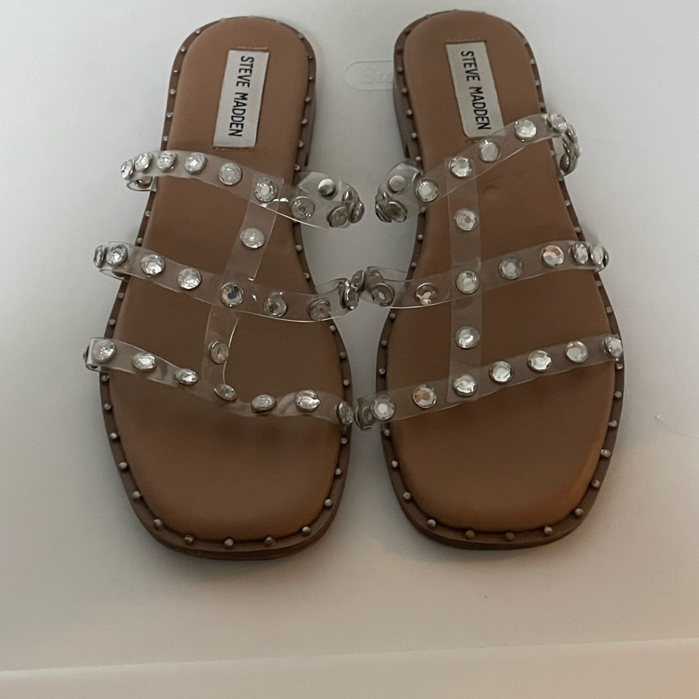 Steve Madden Crystal Embellished Tan Sandals